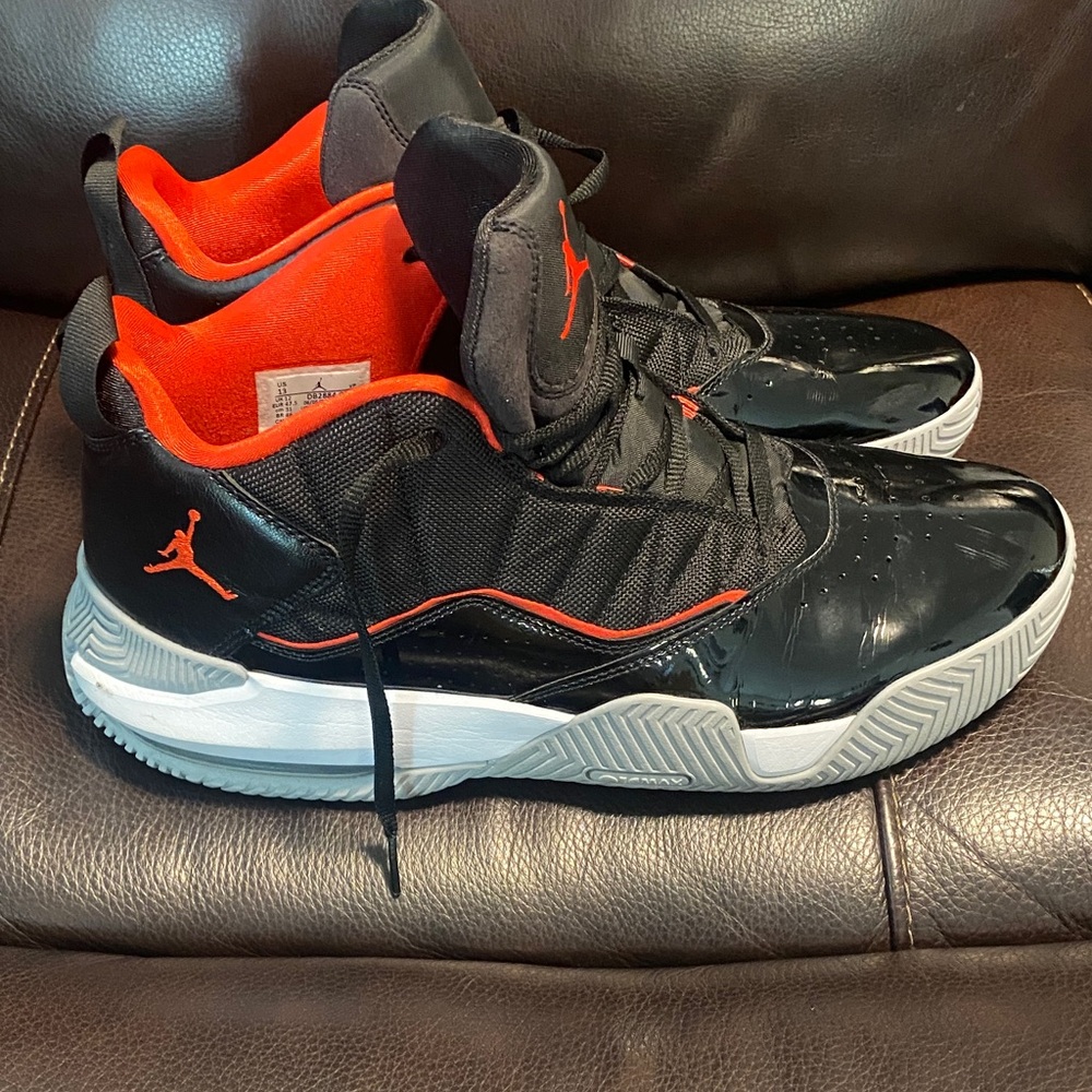 Nike Black and Orange Mid-Top Basketball Sneakers